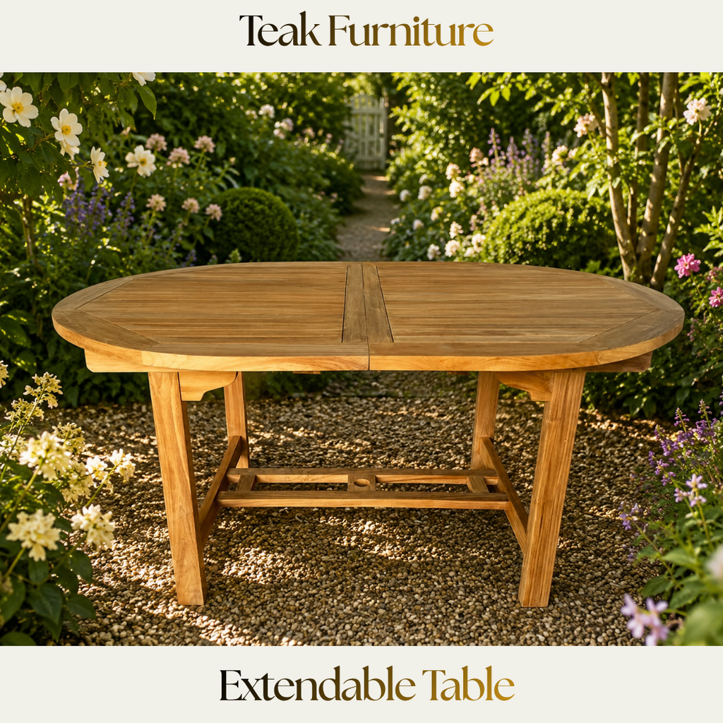 Teak Furniture — Extendable Oval Table