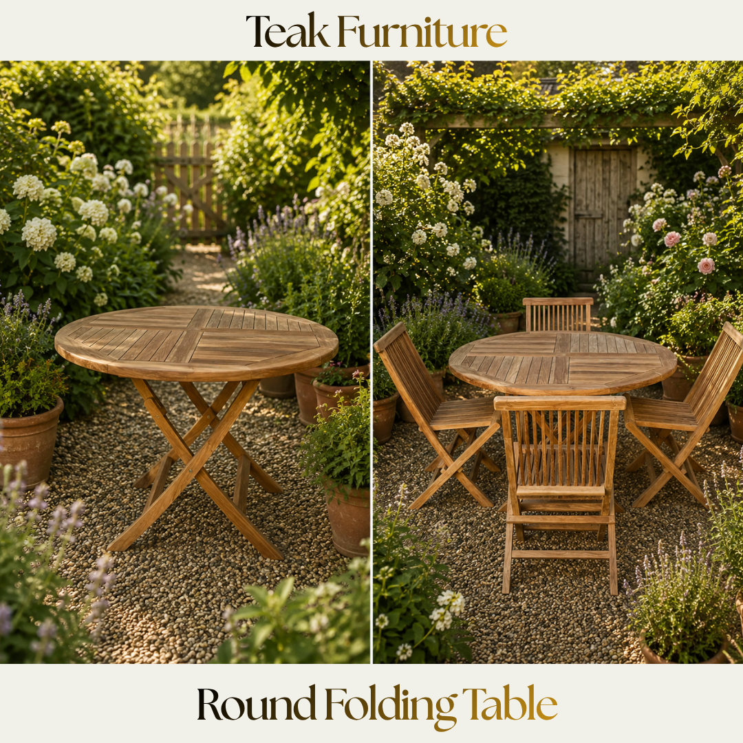 Teak Furniture — Round Folding Table
